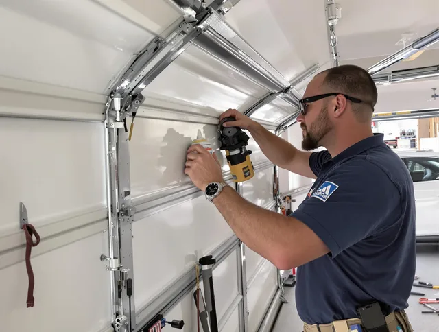 Compton Garage Door Repair technician quieting a noisy garage door in Compton